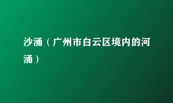 沙涌（广州市白云区境内的河涌）