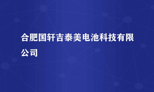 合肥国轩吉泰美电池科技有限公司