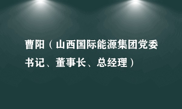 曹阳（山西国际能源集团党委书记、董事长、总经理）