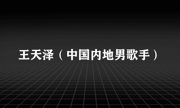 王天泽（中国内地男歌手）