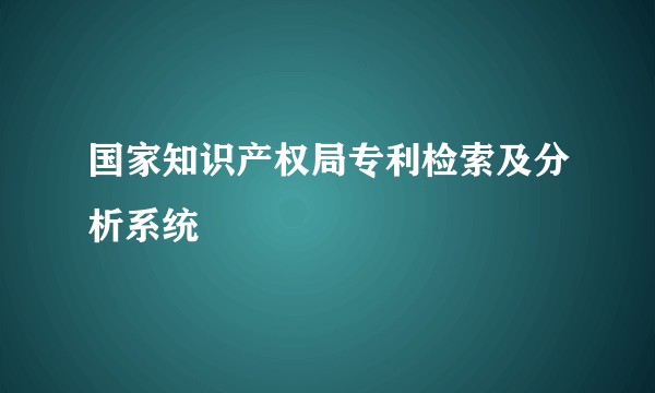 国家知识产权局专利检索及分析系统