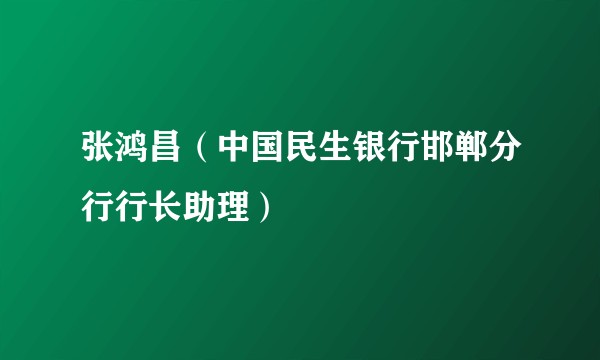 张鸿昌（中国民生银行邯郸分行行长助理）