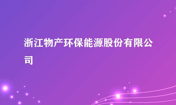 浙江物产环保能源股份有限公司