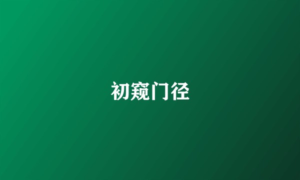初窥门径