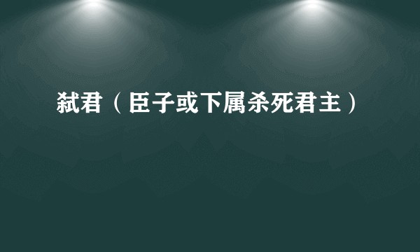 弑君(臣子或下属杀死君主)