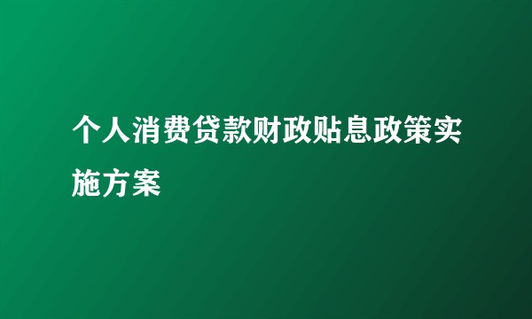 个人消费贷款财政贴息政策实施方案
