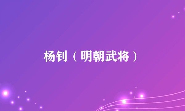 杨钊（明朝武将）