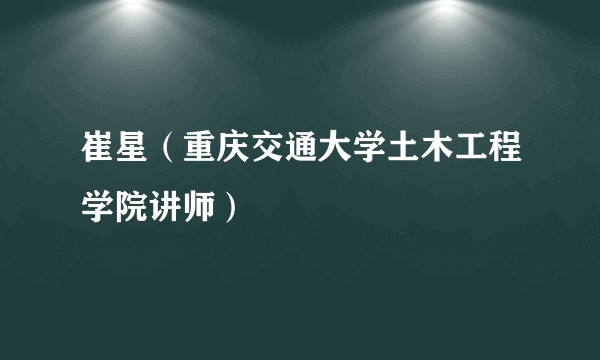 崔星（重庆交通大学土木工程学院讲师）