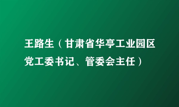 王路生（甘肃省华亭工业园区党工委书记、管委会主任）