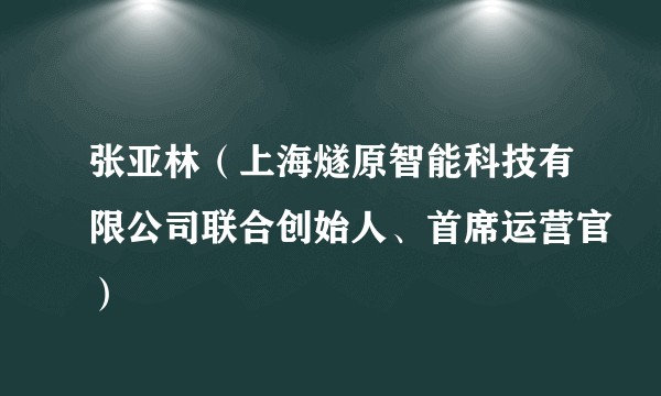 张亚林(上海燧原智能科技有限公司联合创始人、首席运营官)