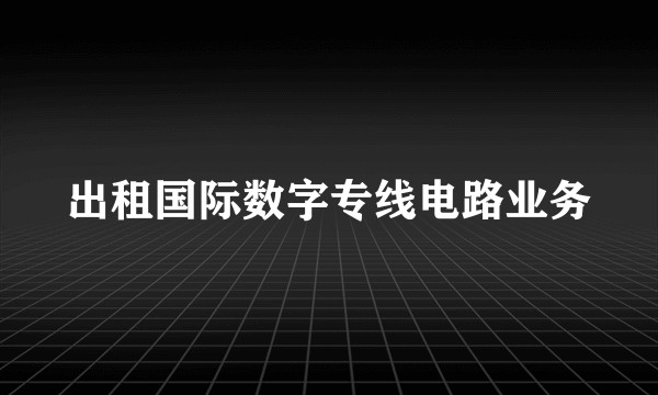 出租国际数字专线电路业务