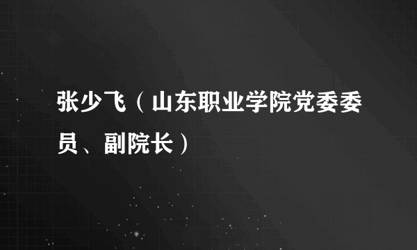张少飞（山东职业学院党委委员、副院长）