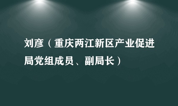 刘彦（重庆两江新区产业促进局党组成员、副局长）