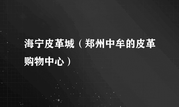 海宁皮革城（郑州中牟的皮革购物中心）