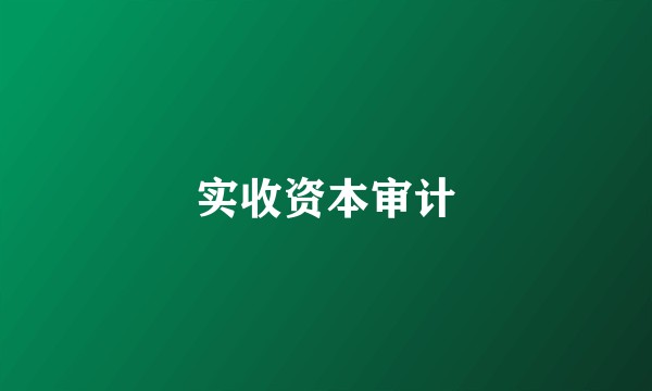 实收资本审计