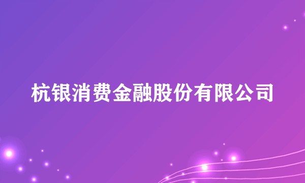 杭银消费金融股份有限公司