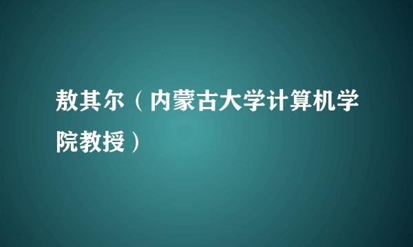 敖其尔（内蒙古大学计算机学院教授）