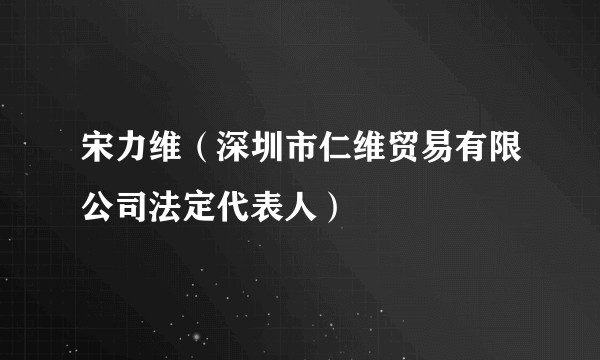 宋力维（深圳市仁维贸易有限公司法定代表人）