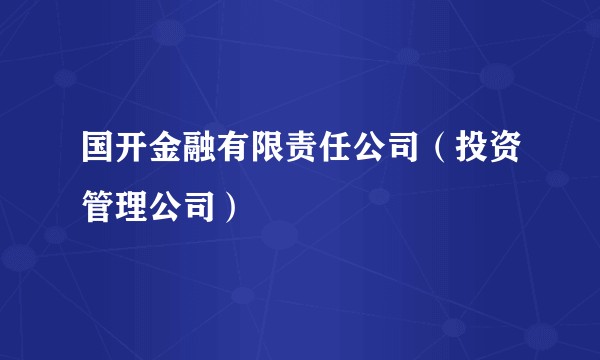 国开金融有限责任公司（投资管理公司）