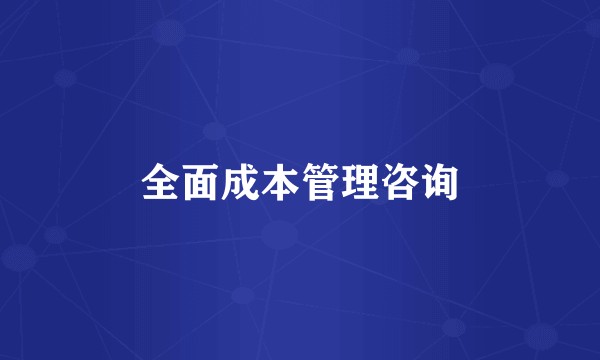 全面成本管理咨询