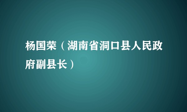 杨国荣（湖南省洞口县人民政府副县长）