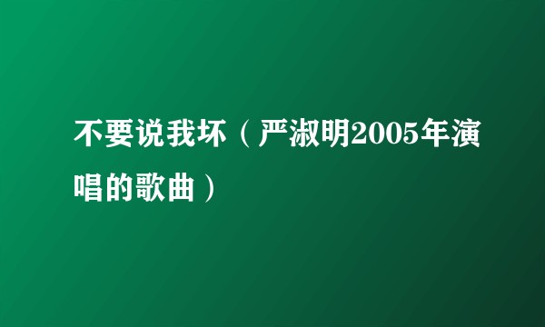 不要说我坏（严淑明2005年演唱的歌曲）