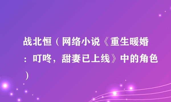 战北恒（网络小说《重生暖婚：叮咚，甜妻已上线》中的角色）