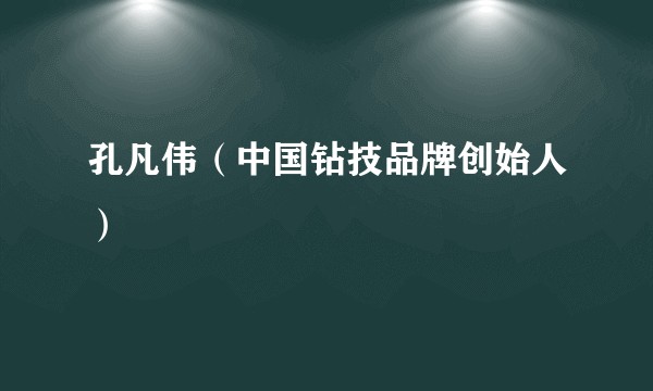 孔凡伟（中国钻技品牌创始人）