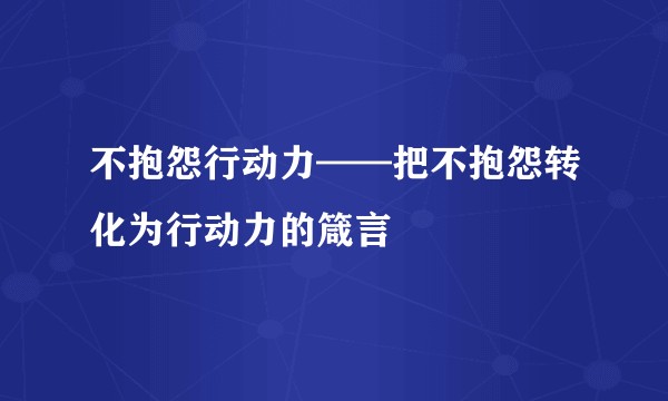 不抱怨行动力——把不抱怨转化为行动力的箴言