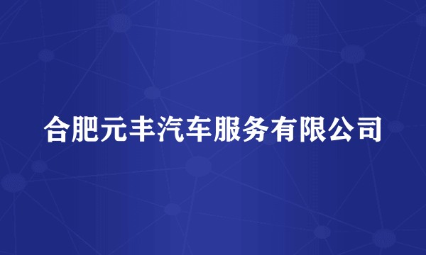 合肥元丰汽车服务有限公司