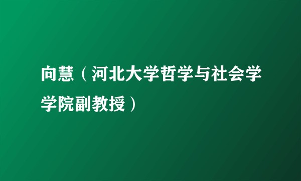 向慧（河北大学哲学与社会学学院副教授）