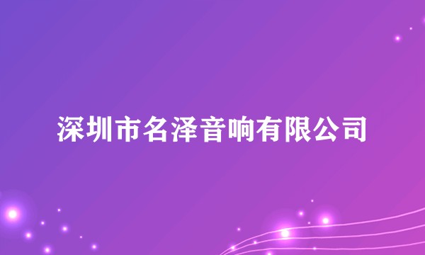 深圳市名泽音响有限公司
