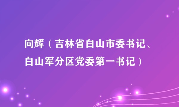 向辉（吉林省白山市委书记、白山军分区党委第一书记）