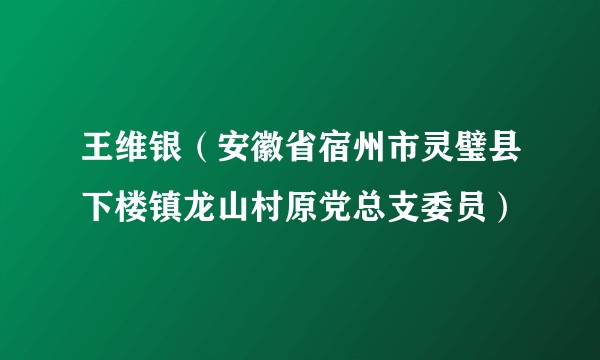 王维银（安徽省宿州市灵璧县下楼镇龙山村原党总支委员）