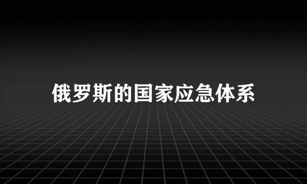 俄罗斯的国家应急体系