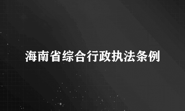 海南省综合行政执法条例