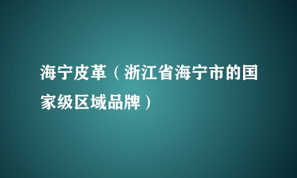 海宁皮革（浙江省海宁市的国家级区域品牌）