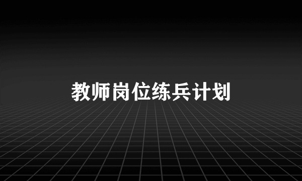 教师岗位练兵计划