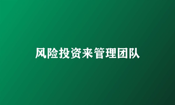 风险投资来管理团队