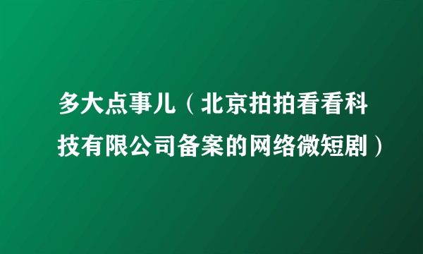 多大点事儿（北京拍拍看看科技有限公司备案的网络微短剧）
