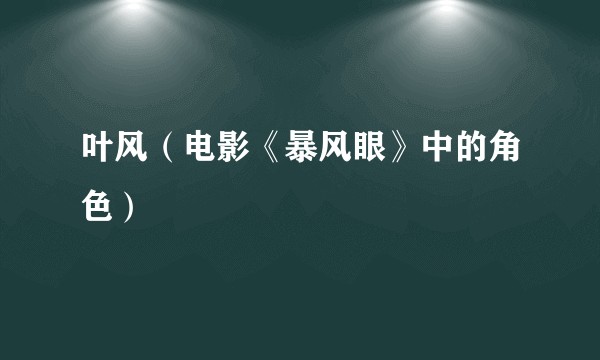 叶风（电影《暴风眼》中的角色）