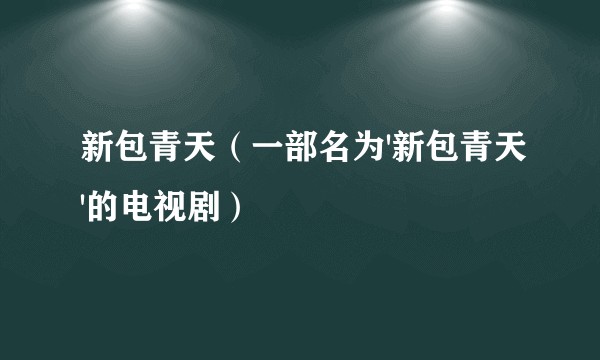 新包青天（一部名为'新包青天'的电视剧）