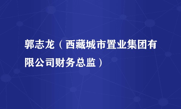 郭志龙(西藏城市置业集团有限公司财务总监)