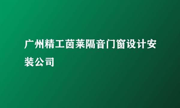 广州精工茵莱隔音门窗设计安装公司