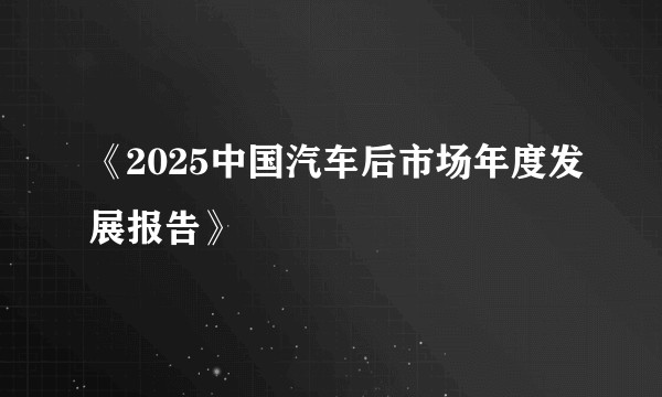 《2025中国汽车后市场年度发展报告》