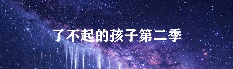 了不起的孩子第二季